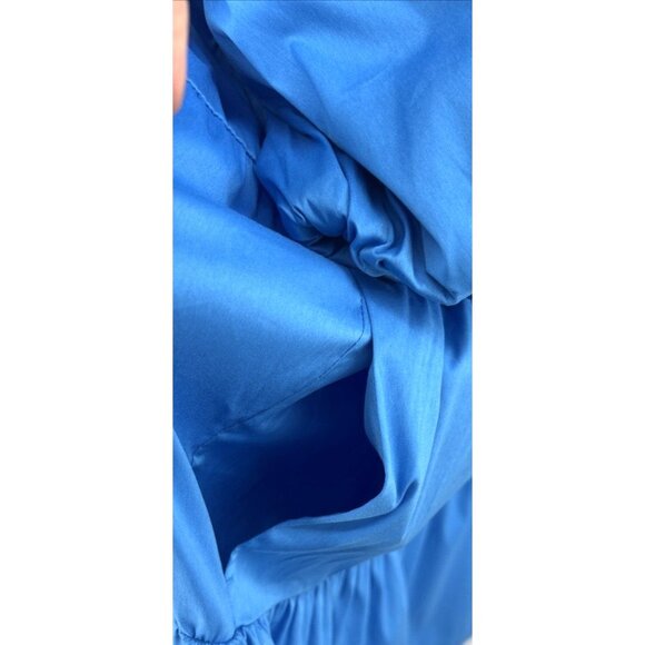 Chicos Blue Dress 3 Sz 16 Tiered Cotton Blend Pockets Bubble Sleeve - Picture 4 of 7